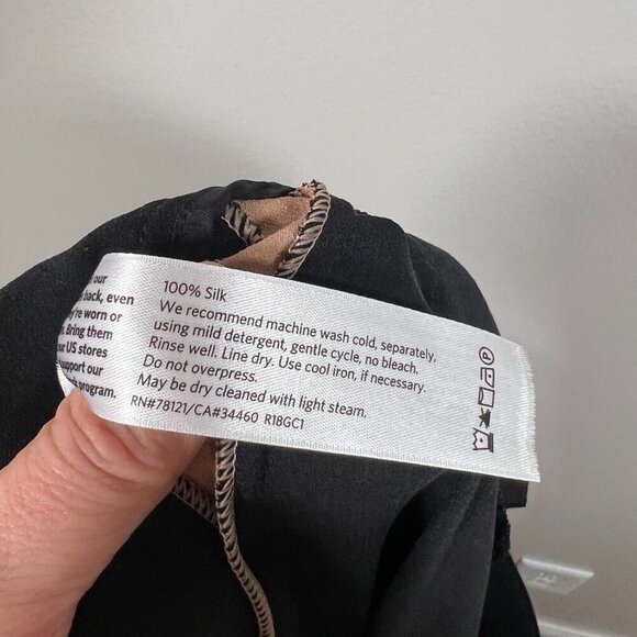 Eileen Fisher Silk Georgette Crepe Pants Size 8 Petite Black Side Stripe Career - Picture 10 of 10